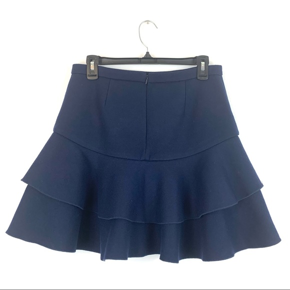j crew navy wool blend flounce skirt 2 - Picture 2 of 5